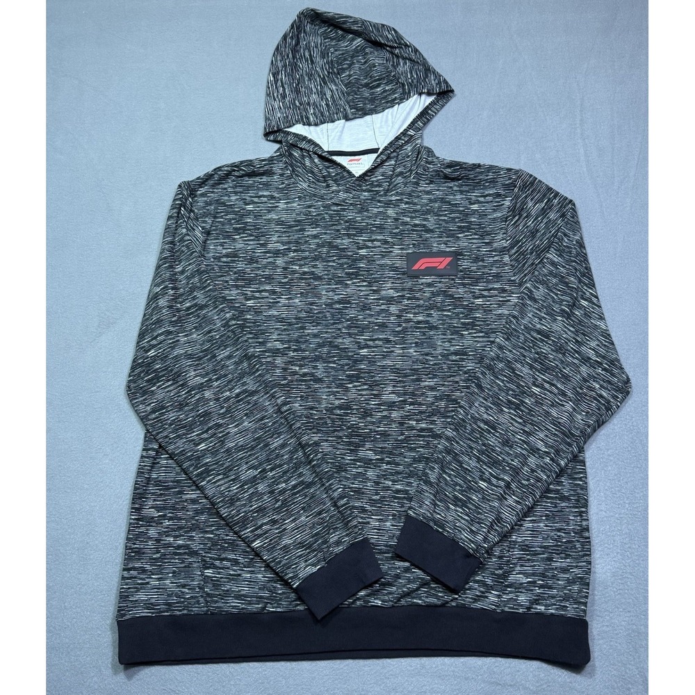 Formula 1 F1 Hoodie Mens XL Black Gray Space Dye Pullover Racing Logo Super Soft